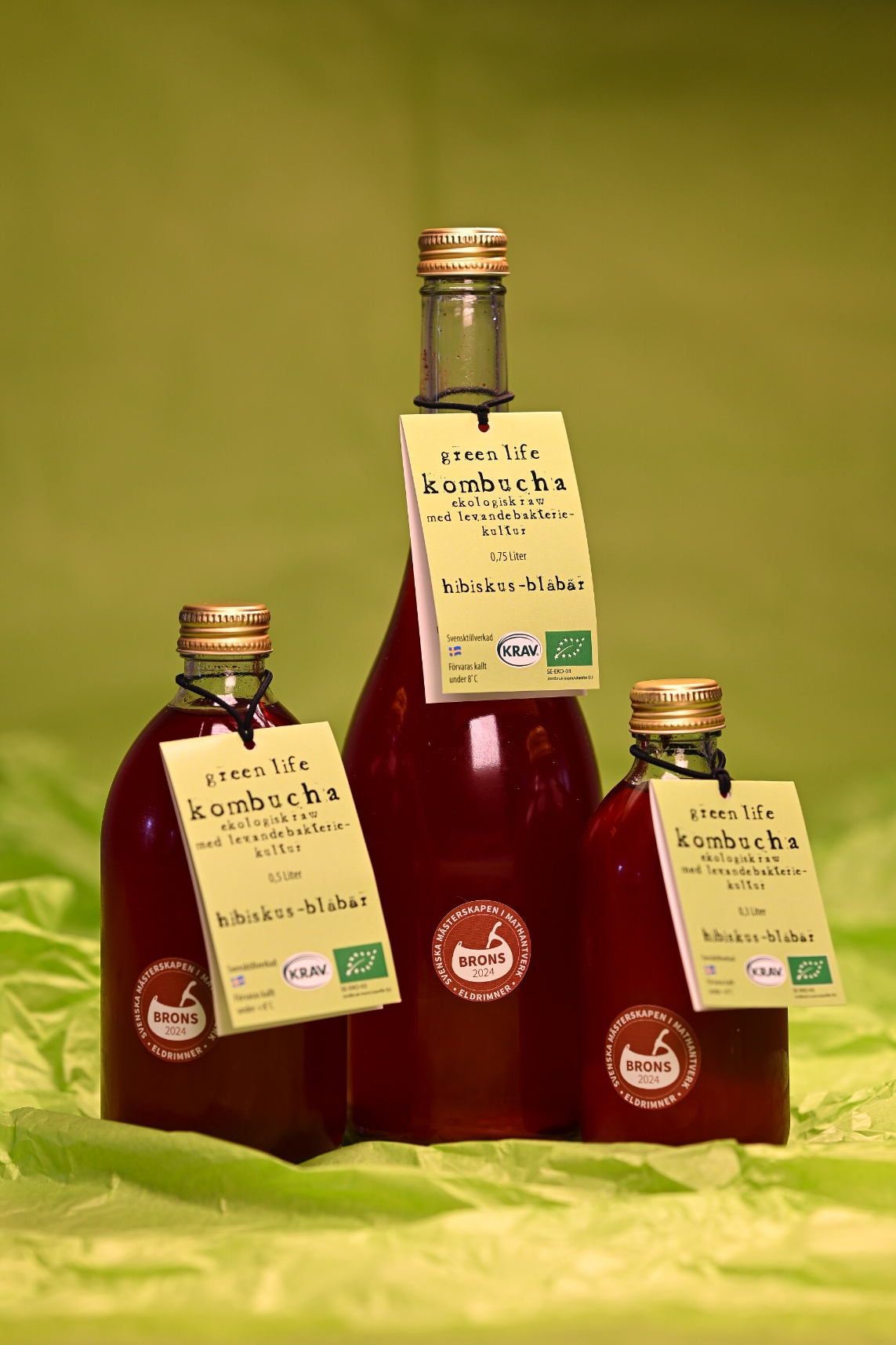 Green life kombucha med smak av hibiskus och blåbär